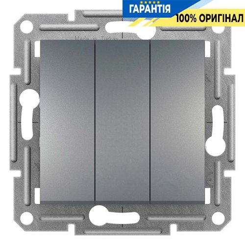 Выключатель 3-клавишный Asfora, (сталь) Schneider Electric EPH2100162