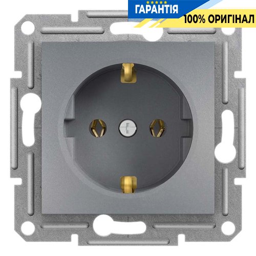 Розетка із заземленням «Asfora», (сталь) Schneider Electric EPH2900162