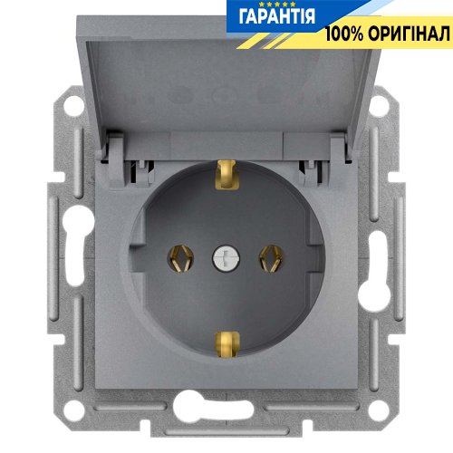 Розетка с заземлением и с крышкой «Asfora», (цвет сталь) Schneider Electric EPH3100162