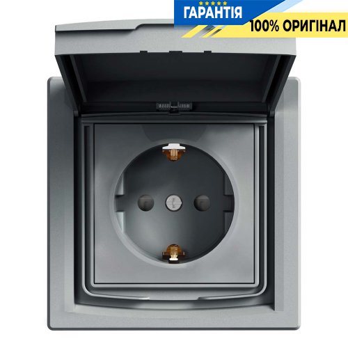Розетка с заземлением и со шторками IP44 «Asfora», (цвет сталь) Schneider Electric EPH3100362