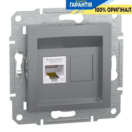 Розетка компьютерная RJ45 кат.5е UTP Asfora,  (цвет сталь) Schneider Electric EPH4300162