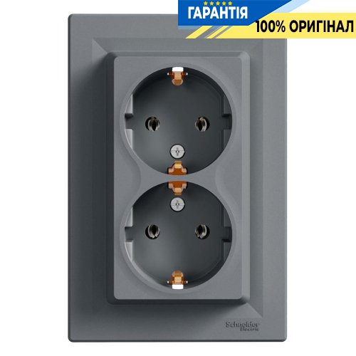 Розетка 2-я с заземлением «Asfora», (цвет сталь) Schneider Electric EPH9900162