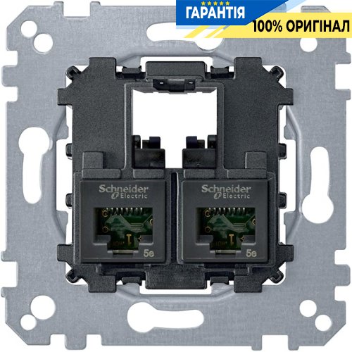 Механізм комп'ютерної розетки 2xRJ45 кат. 6е, UTP Merten MTN4576-0002