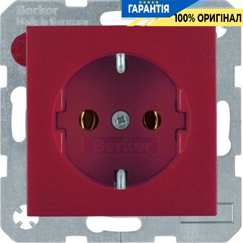 Розетка с з/к, красная матовая, 16А/250В B.3/B.7 GLAS Berker 47431912