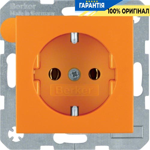 Розетка з з/к, помаранчева матова, 16А / 250В B.3 / B.7 GLAS Berker 47431914