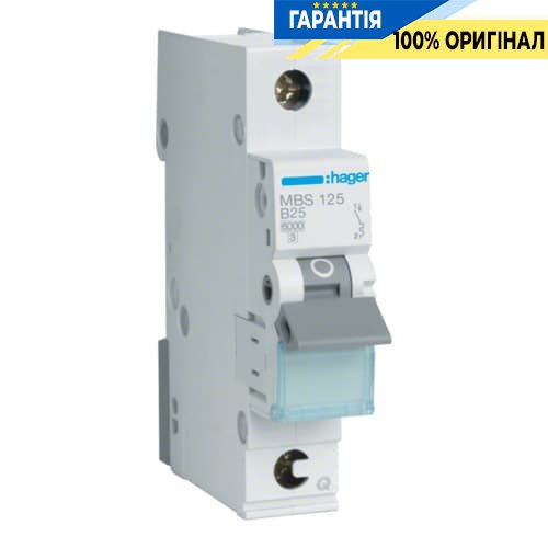Автоматичний вимикач Hager MBS125 QC 1p 6kA B-25A