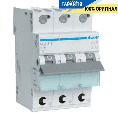 Автоматический выключатель Hager MCS313 QC 3p 6kA C-13A