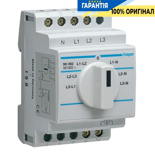 Переключатель вольтметра Hager SК602, 7-позиционный, 400 В/ 20 А