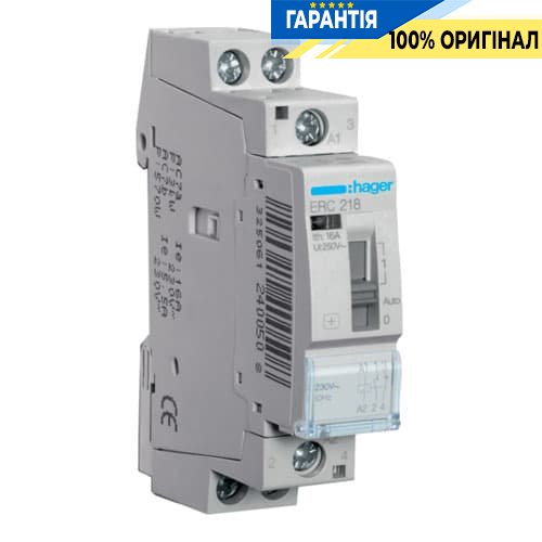 Установче реле Hager ERC218 16А, 230V ~, контакти: 1н.о. + 1н.з.