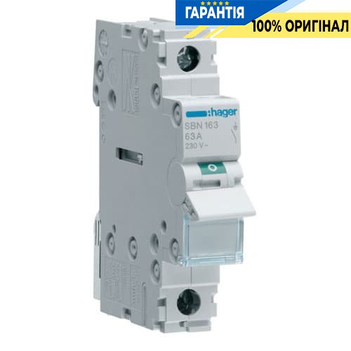 Выключатель нагрузки Hager 1-полюсный 230В/63А SBN163