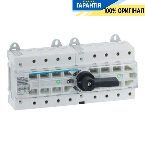 Рубильник-переключатель трехпозиционный I-0-II, 80А, 400/690В, 4-полюсний, 12м, Hager HI404R