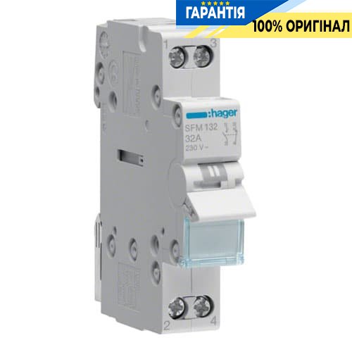Перемикач 2-контурний, 1НО + 1НЗ, 32А/230В, 1 модуль Hager SFM132