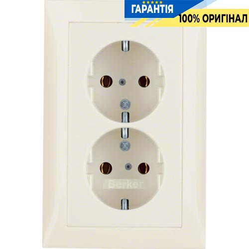 Розетка з з/к подвійна, 16А / 250В S.1, колір «білий, глянсовий» Berker 47548982