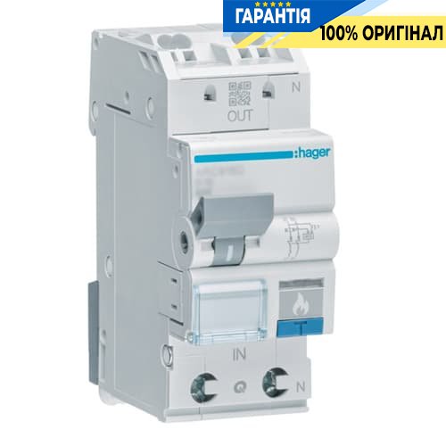 Автоматический выключатель с дуговой защитой AFDD, 1P+N 6kA C-6A, Hager ARC956D