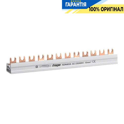 Шина Hager KDN463A Вилочна 4-полюсна, 63A 12 мод.