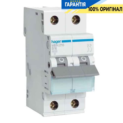 Автоматичний вимикач Hager MB225A 25А, 2п, B, 6 кА