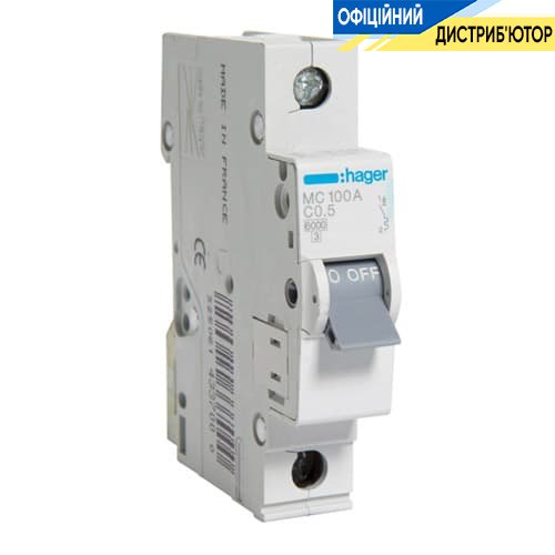 Автоматический выключатель однофазный Hager MC100A 0,5 А, тип - «С»