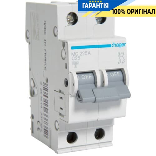 Автоматический выключатель Hager MC225A 25А, 2п, C, 6 кА