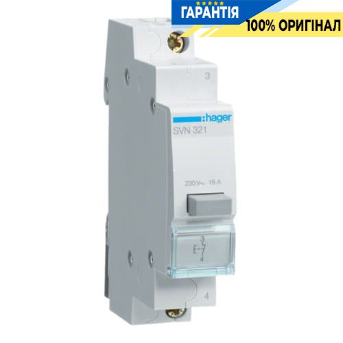 Кнопковий вимикач Hager SVN321, 16A, 250В АС, 1 н.з без фіксації