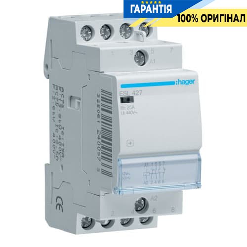 Контактор Hager ESL427 25A, 2НО+2НЗ, 12V