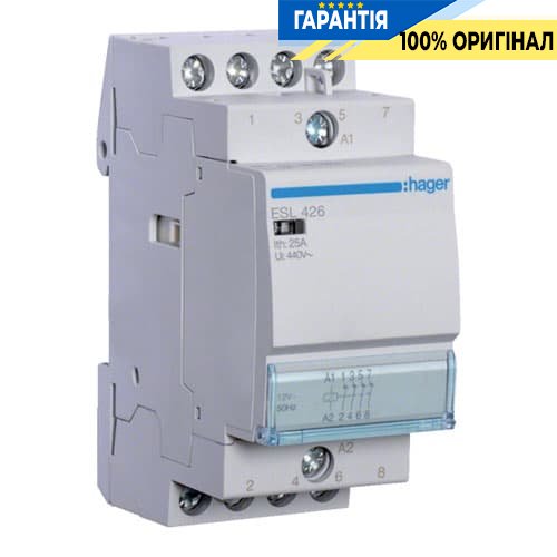 Контактор Hager ESL426 25A, 4НЗ, 12V