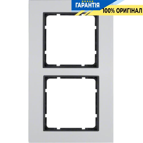 Рамка металева алюміній 2-а колекція B.7 METALL, колір «алюміній, антрацит матовий», Berker 10126904