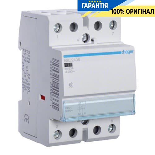 Контактор бесшумный Hager ESL240S 40A, 2Н.О, 12V