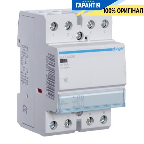 Контактор безшумний Hager ESD440S 40A, 4Н.О, 24V