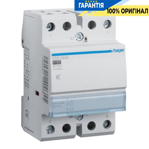 Контактор бесшумный Hager ESD263S 63A, 2Н.О, 24V