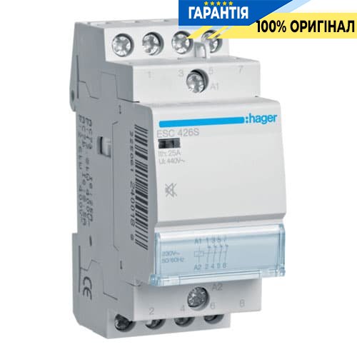 Контактор бесшумный Hager ESC426S 25A, 4Н.З, 230V