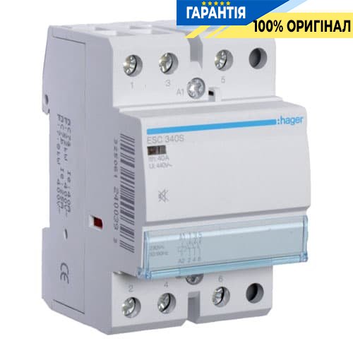 Контактор бесшумный Hager ESC340S 40A, 3Н.О, 230V
