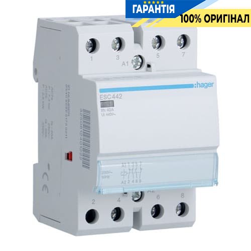 Контактор - силове реле Hager ESC442 230V / 40A 2Н.О + 2Н.З