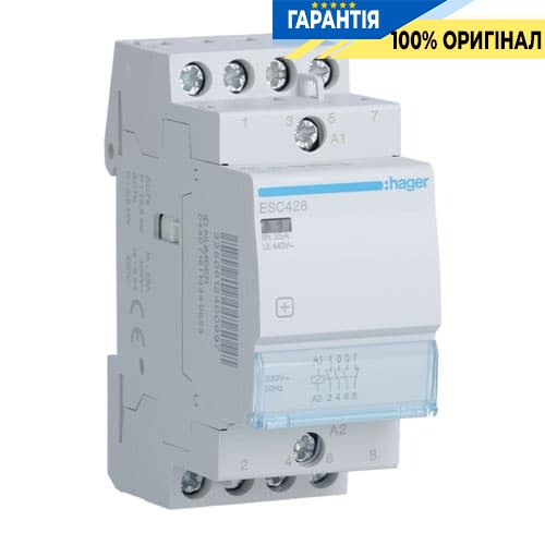 Контактор - силове реле Hager ESC428 230V / 25A 3Н.О + 1Н.З