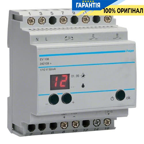 Устройство дистанционным управлением диммерами (светорегуляторами) Hager EV108 «Комфорт», модульный