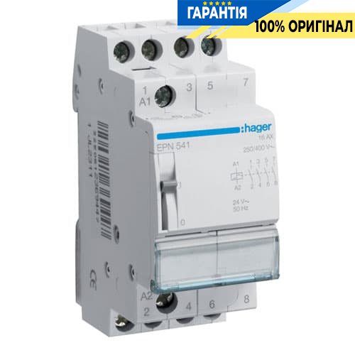 Импульсное реле Hager EPN541, 4н.о., 16А, Uупр.=24V~АС/12V AC