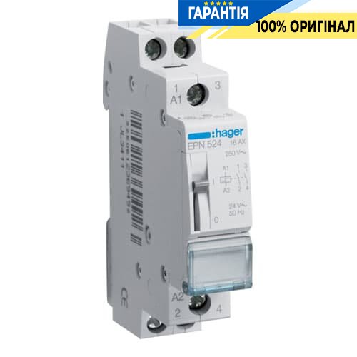 Импульсное реле Hager EPN524, 2н.о., 16А, Uупр.=24V~ АС / 12V DC
