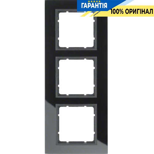 Рамка стеклянная 3-а коллекция B.7 GLAS, цвет «черный антрацит, матовый», Berker 10136616