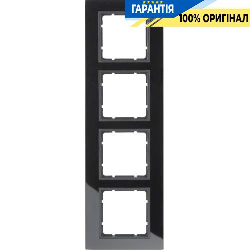 Рамка стеклянная 4-а коллекция B.7 GLAS, цвет «черный антрацит, матовый», Berker 10146616
