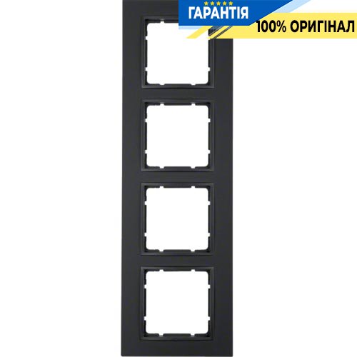 Рамка пластмасса 4-а коллекция B.7, цвет антрацит, матовый, Berker 10146626