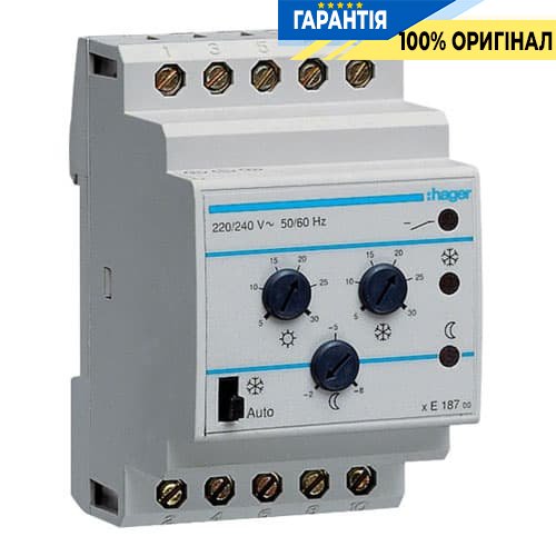 Термостат многофункциональный Hager EK187 (+5 Cо +30 Cо), 230В/2А, без датчика