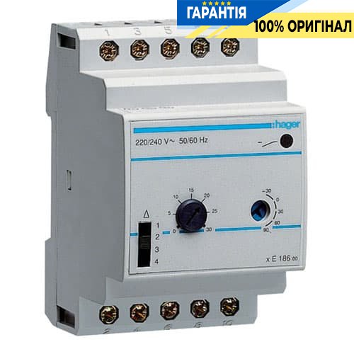 Термостат многофункциональный Hager EK186 (-30 Cо + 90 Cо), 230В/2А, без датчика