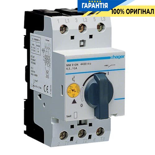 Автоматичний вимикач захисту двигуна Hager MM510N 6-10A