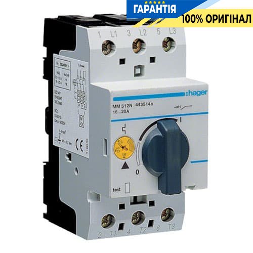 Автоматичний вимикач захисту двигуна Hager MM512N 16-20A
