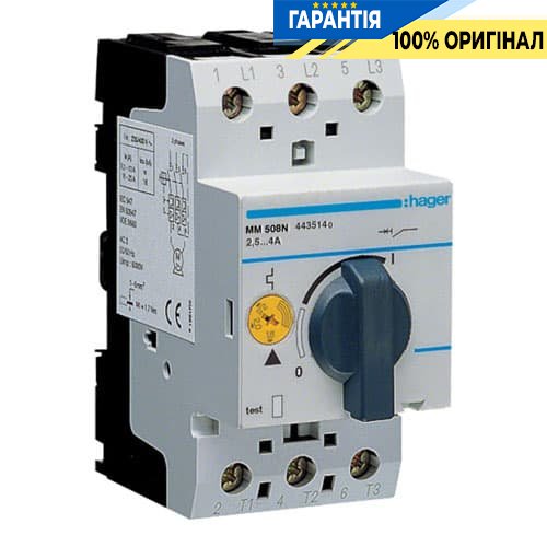 Автоматичний вимикач захисту двигуна Hager MM508N 2,4-4A