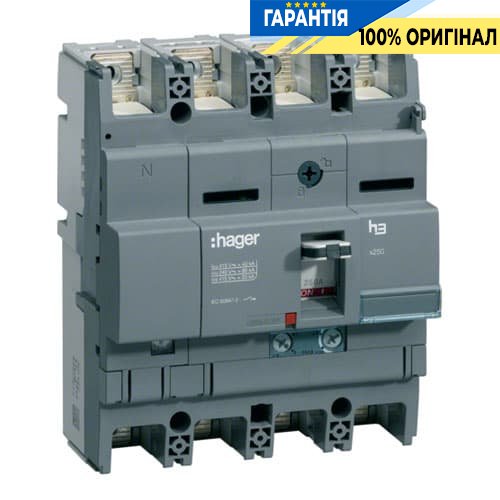 Автоматичний вимикач x250 4-полюси 40kA 161A Трег./Мрег. Hager HNB161H
