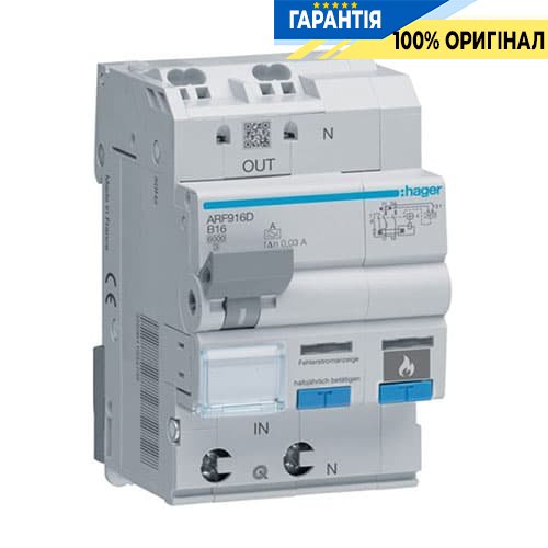 Дифавтомат с дуговой защитой AFDD, 1P+N 6kA C-25A 30mA A, Hager ARF975D