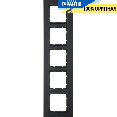 Рамка пластмаса 5-а колекція B.7, колір антрацит, матовий, Berker 10156626