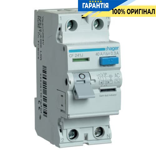 Дифреле Hager CF241J 2P, 40A 300mA AC