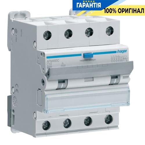 Дифавтомати Hager AFM460C 4P 6kA C-10A 300mA A