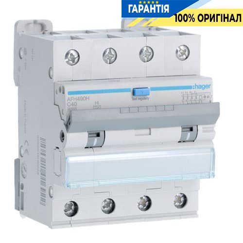 Дифавтомат Hager AFH490H 4P 6kA C-40A 300mA, тип - Hi